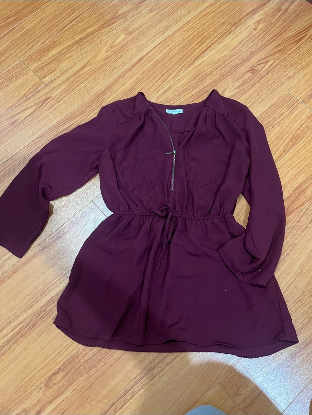 Women’s Drawstring Waist Burgundy Long-Sleeve